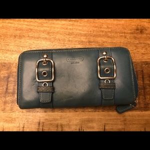 Teal leather coach wallet